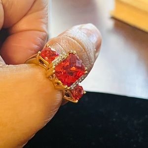 14k orange sapphire and diamond chips